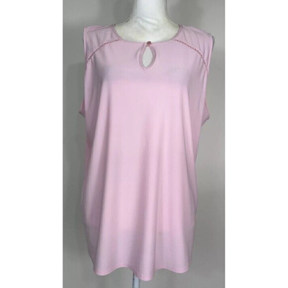 Kasper Cap Sleeveless Knit Cami with Keyhole Neck Plus Size 1X (14/16) - Picture 3 of 11